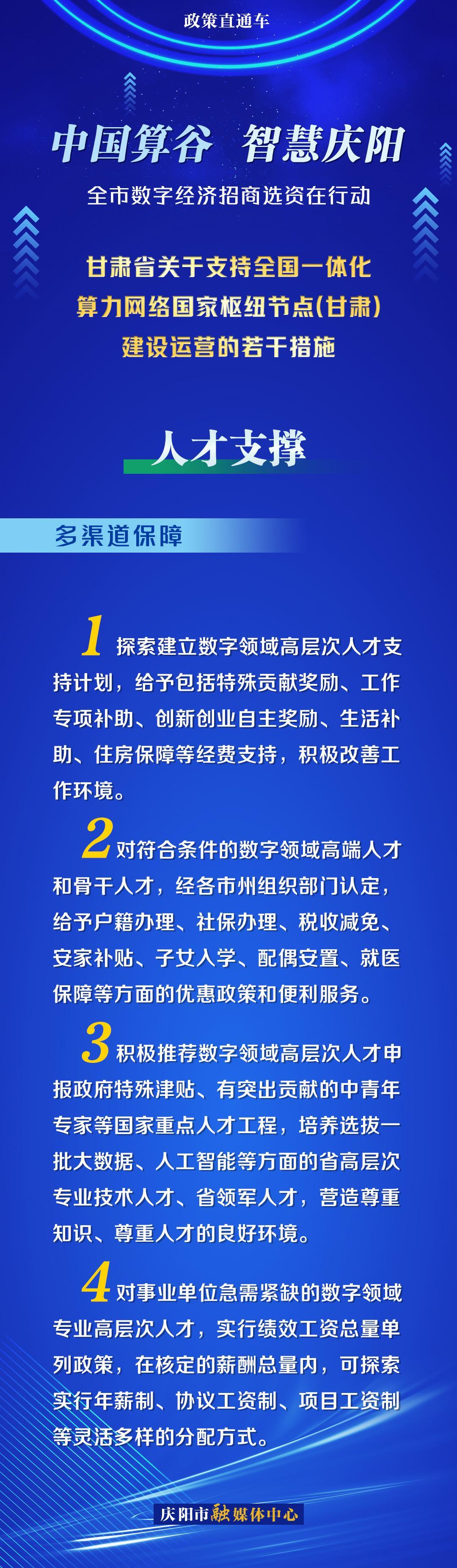 甘肅省關(guān)于支持全國一體化算力網(wǎng)絡(luò)國家樞紐節(jié)點(甘肅)建設(shè)運(yùn)營的若干措施︱人才支撐——多渠道保障