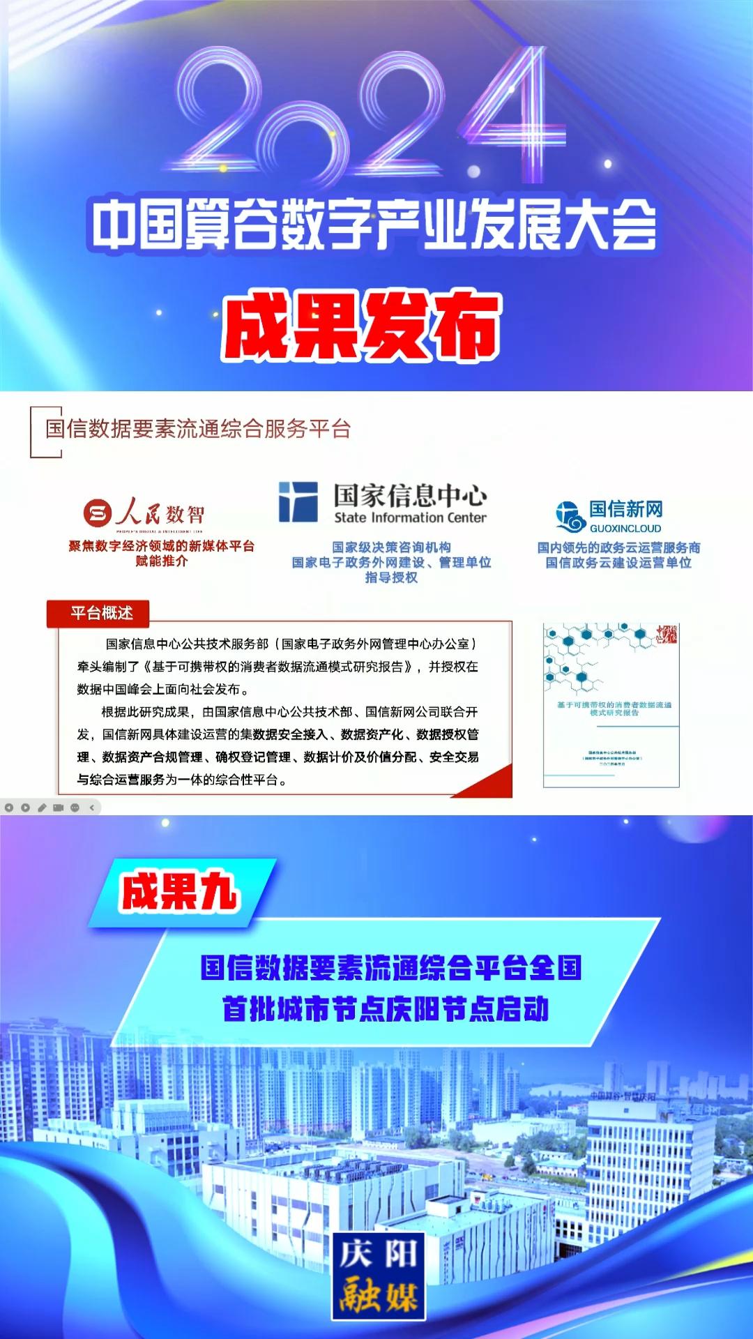 【V視】2024中國算谷數(shù)字產業(yè)發(fā)展大會成果九︱國信數(shù)據(jù)要素流通綜合平臺全國首批城市節(jié)點慶陽節(jié)點啟動